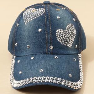 Rhinestone Decor Denim Baseball Cap For Men,Women,Couples